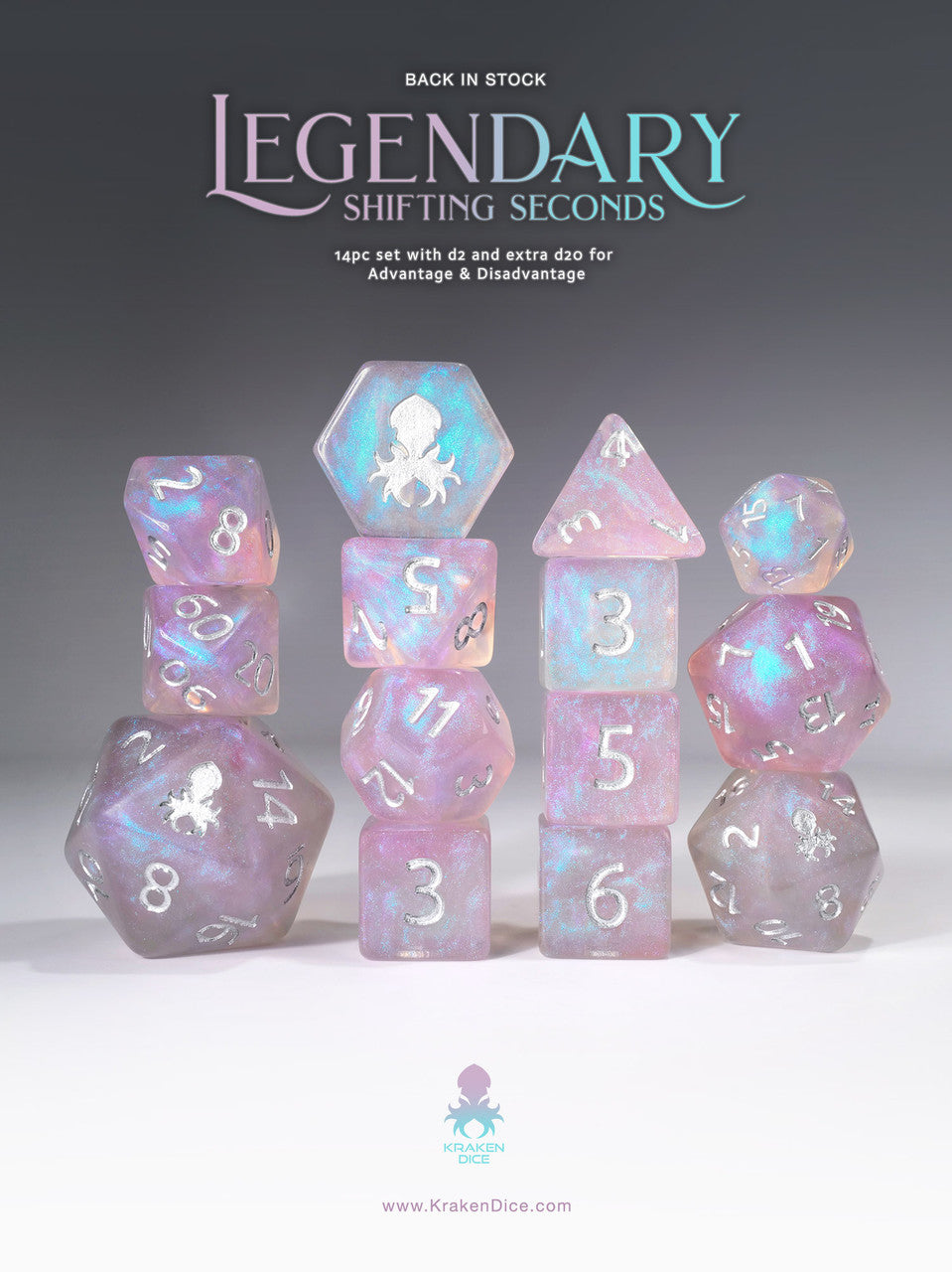 Legendary: Shifting Seconds 14pc Silver Ink Dice Set